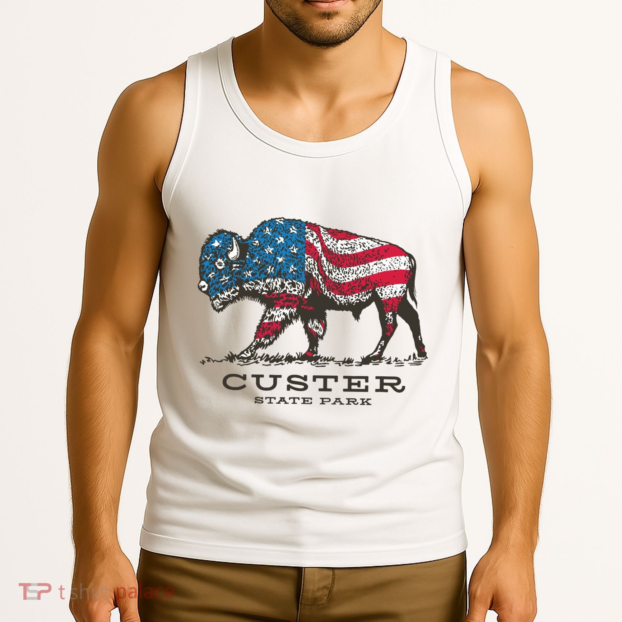 Custer State Park South Dakota Buffalo Roundup Patriotic Tank Top