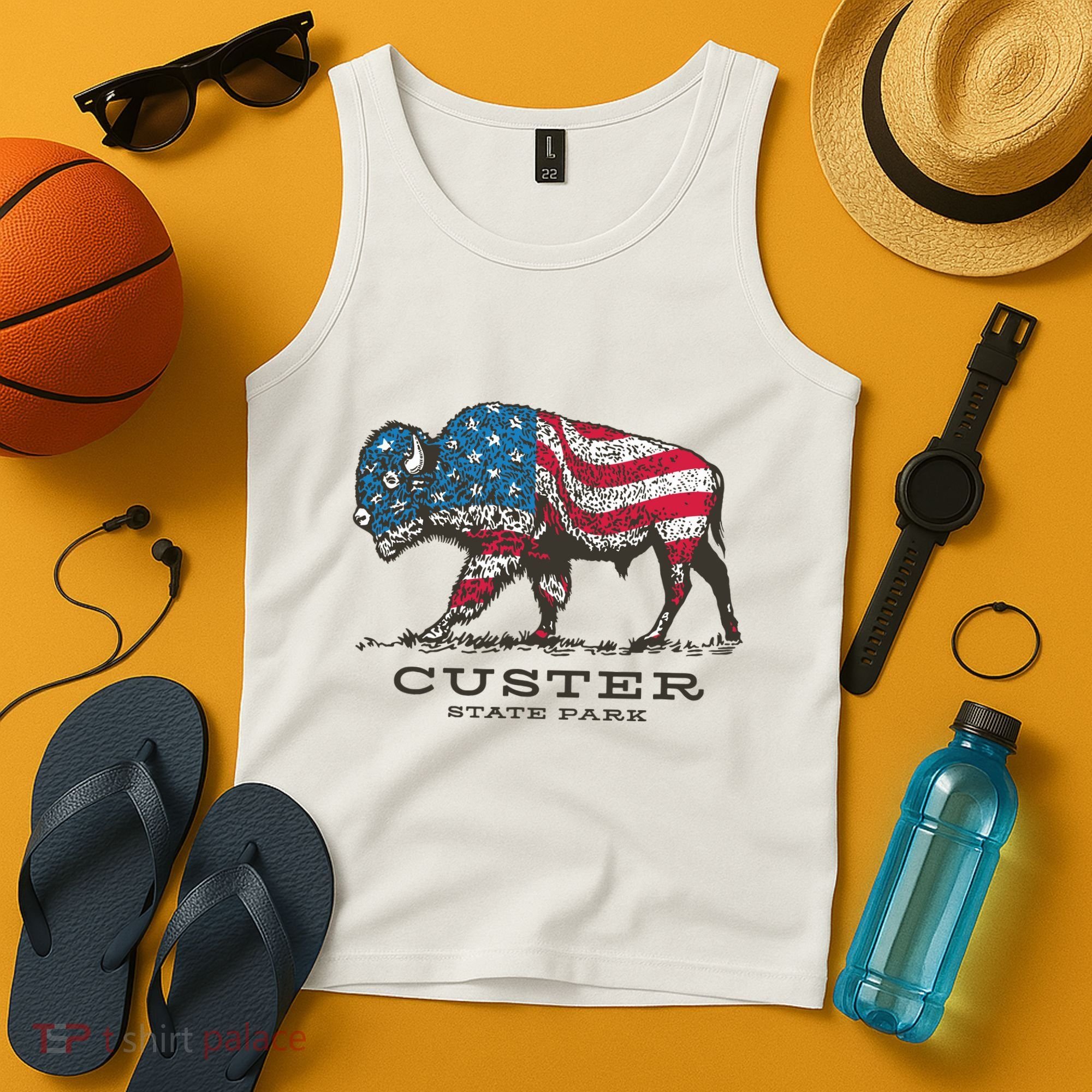 Custer State Park South Dakota Buffalo Roundup Patriotic Tank Top