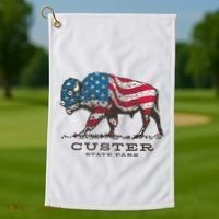 Custer State Park South Dakota Buffalo Roundup Patriotic Golf Towel thumb 1