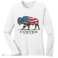 Custer State Park South Dakota Buffalo Roundup Patriotic Women's Long Sleeve Shirt thumb 0