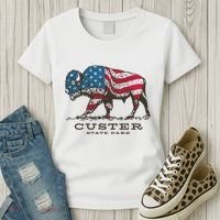 Custer State Park South Dakota Buffalo Roundup Patriotic Women's T-Shirt thumb 3