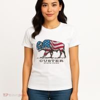 Custer State Park South Dakota Buffalo Roundup Patriotic Women's T-Shirt thumb 4