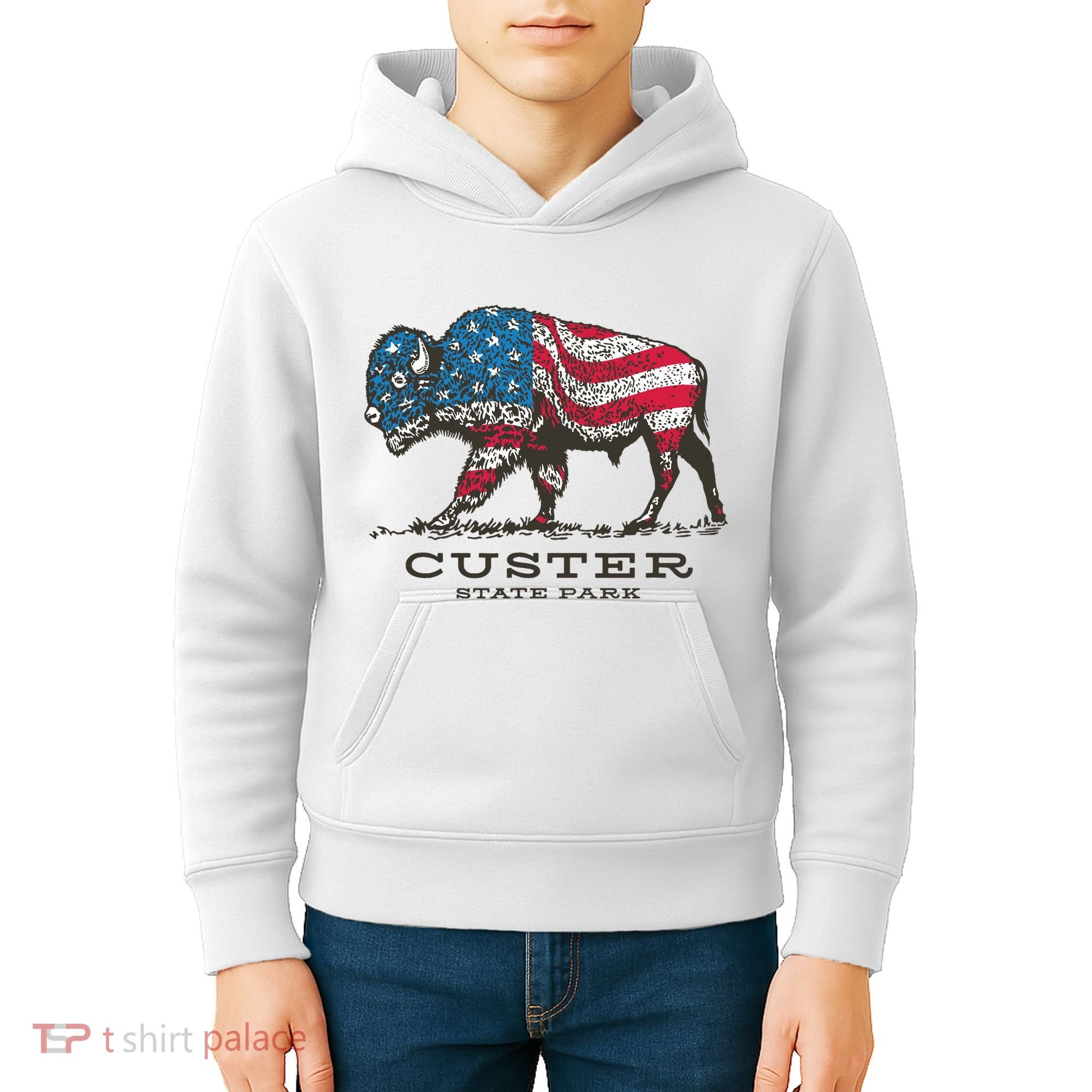 Custer State Park South Dakota Buffalo Roundup Patriotic Kids Hoodie