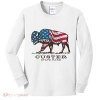 Custer State Park South Dakota Buffalo Roundup Patriotic Kids Long Sleeve Shirt thumb 0