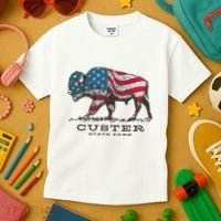 Custer State Park South Dakota Buffalo Roundup Patriotic Kids T-Shirt thumb 3