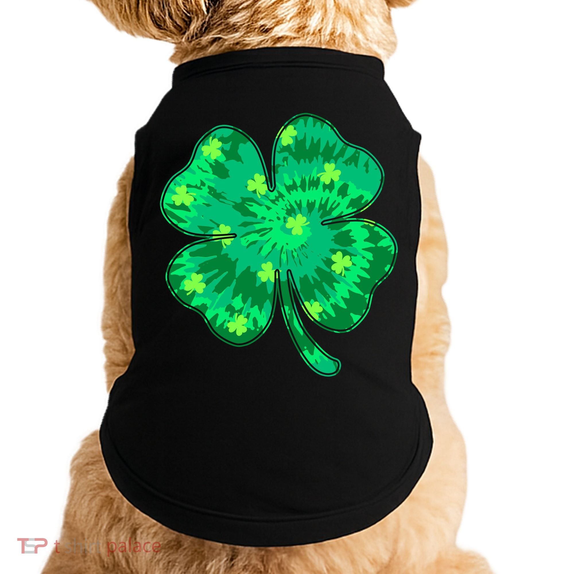 Cute St Patricks Day Tie Dye Shamrock Clover Doggie Tank