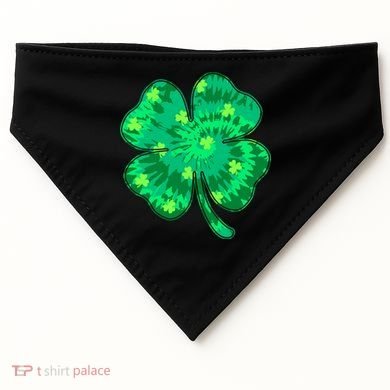 Cute St Patricks Day Tie Dye Shamrock Clover USA-Made Doggie Bandana