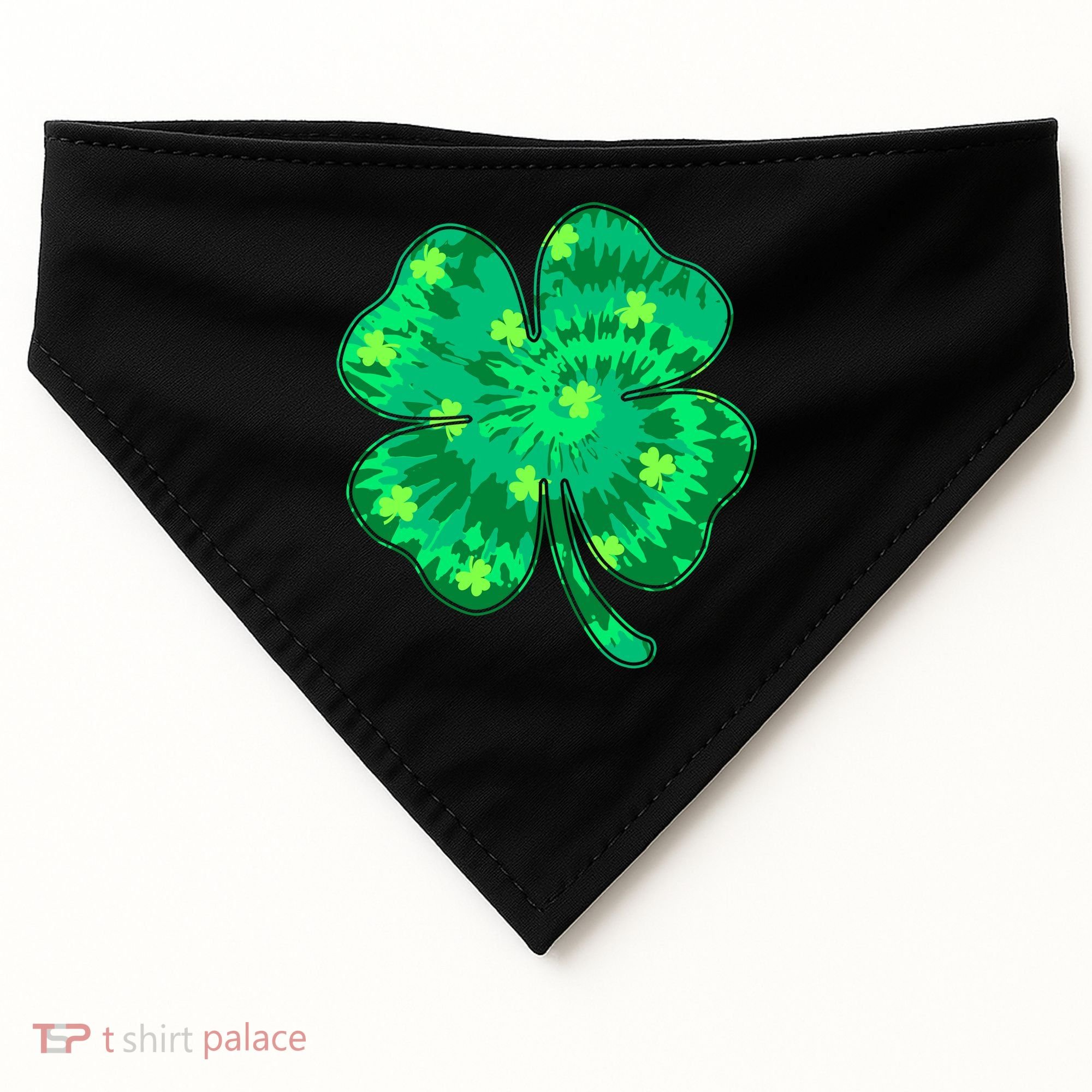 Cute St Patricks Day Tie Dye Shamrock Clover USA-Made Doggie Bandana