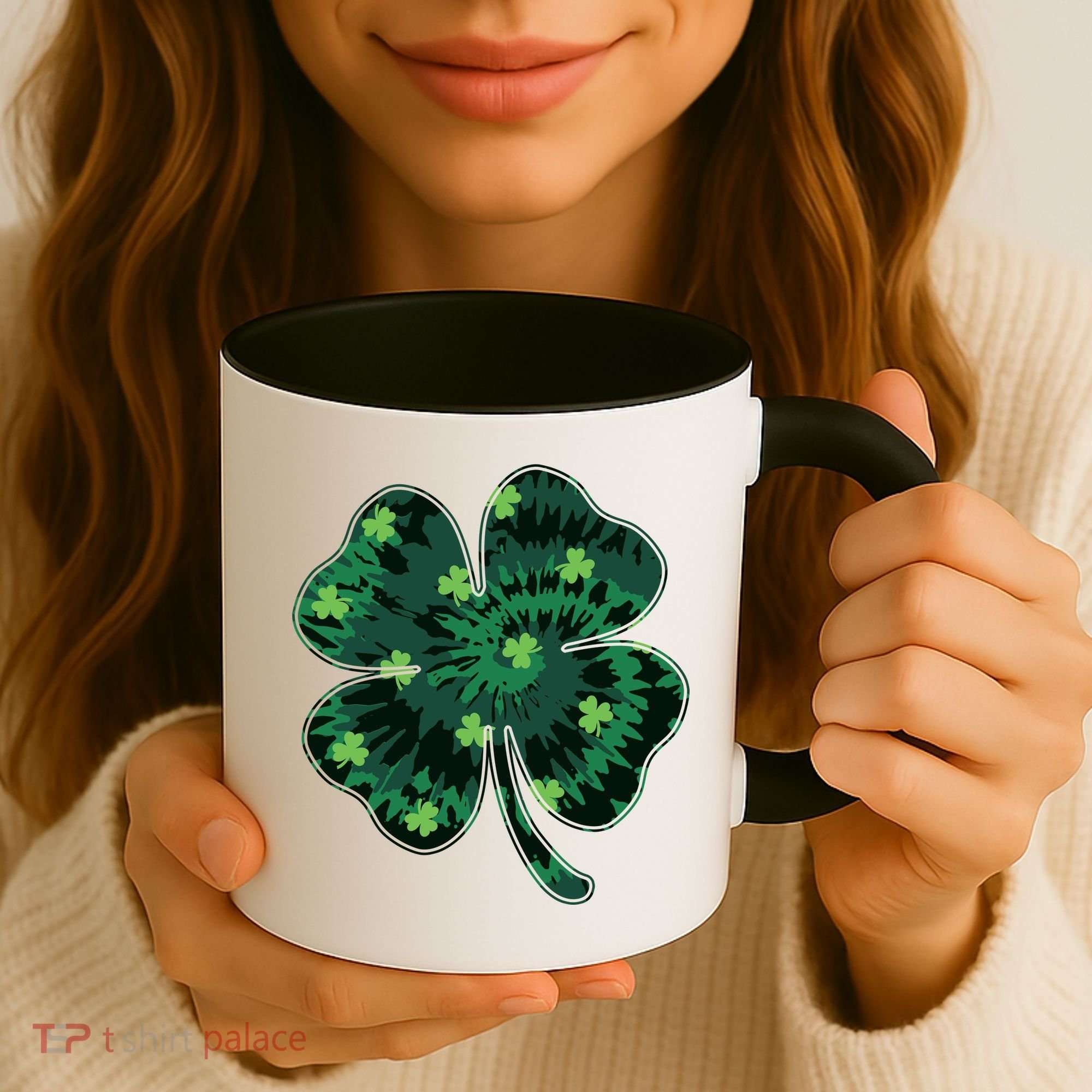 Cute St Patricks Day Tie Dye Shamrock Clover Coffee Mug
