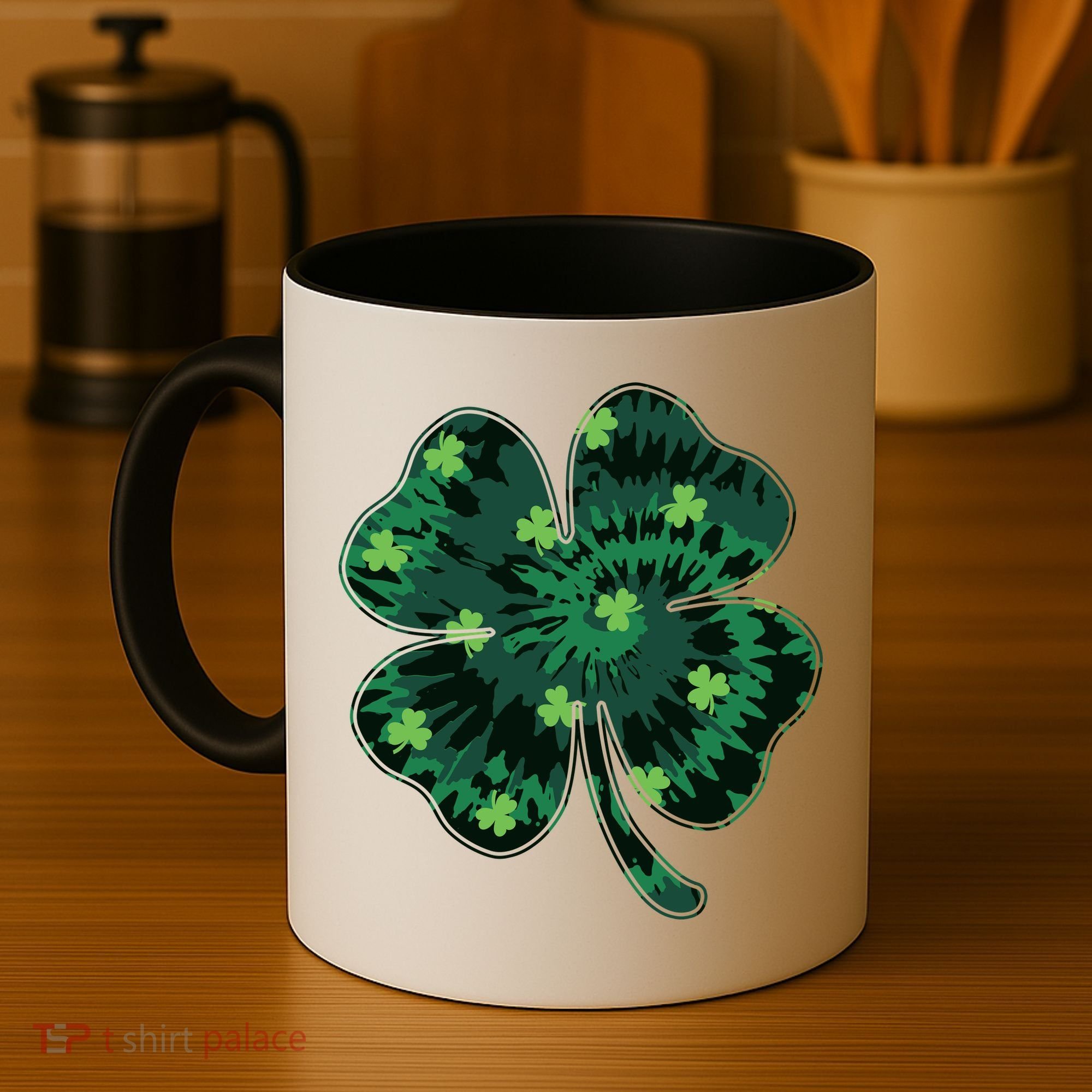 Cute St Patricks Day Tie Dye Shamrock Clover Coffee Mug