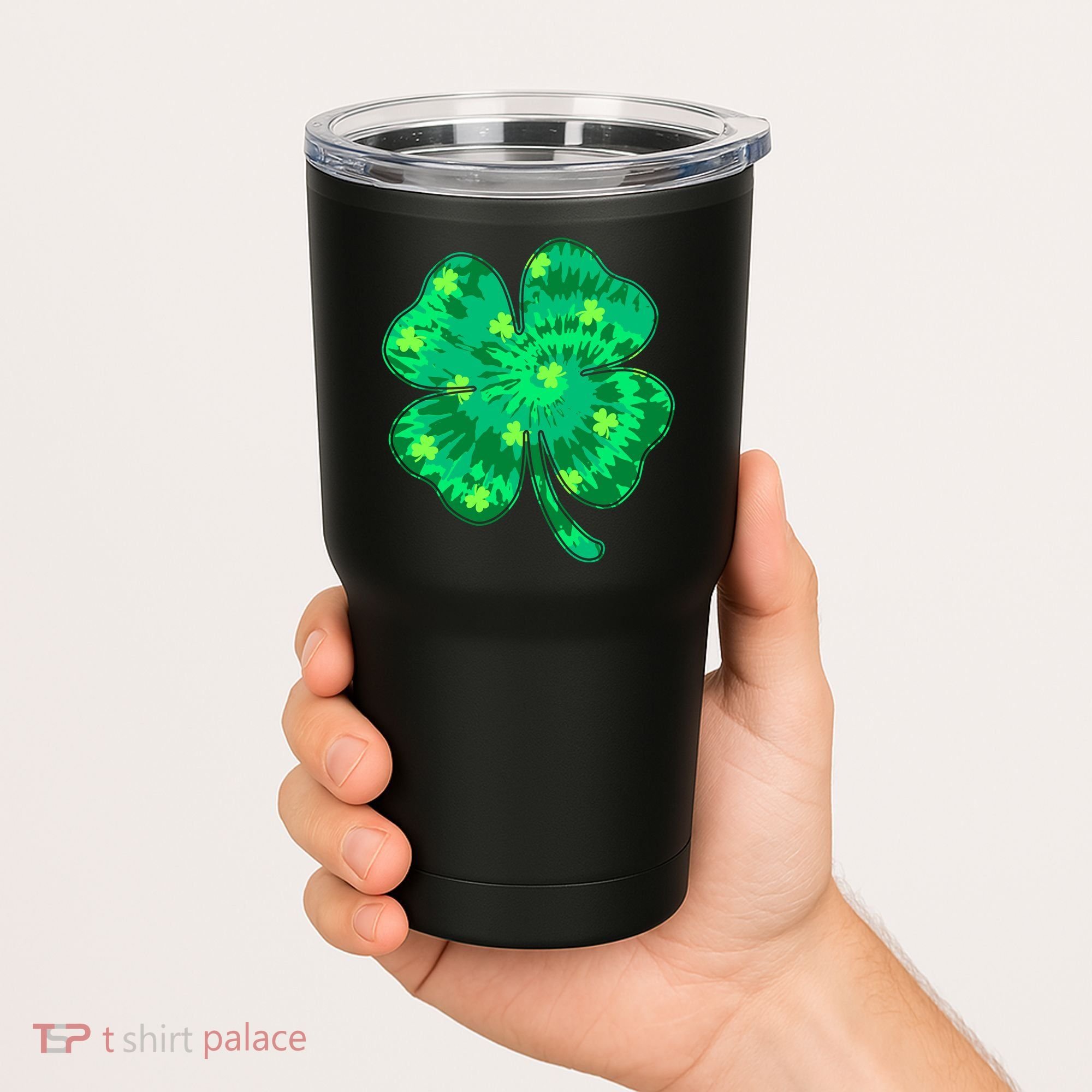 Cute St Patricks Day Tie Dye Shamrock Clover Tumbler