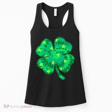 Cute St Patricks Day Tie Dye Shamrock Clover Women's Tank Top