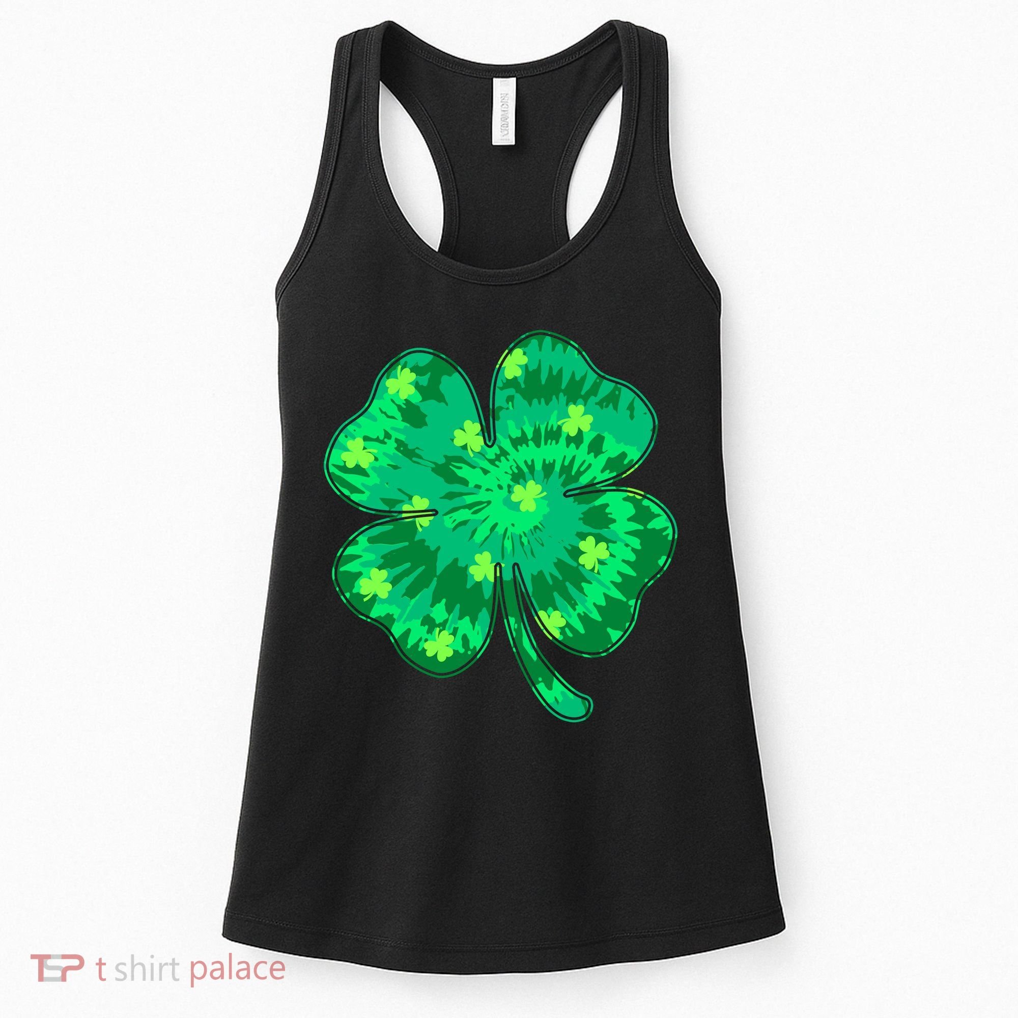 Cute St Patricks Day Tie Dye Shamrock Clover Women's Tank Top