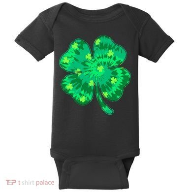 Cute St Patricks Day Tie Dye Shamrock Clover Baby Bodysuit