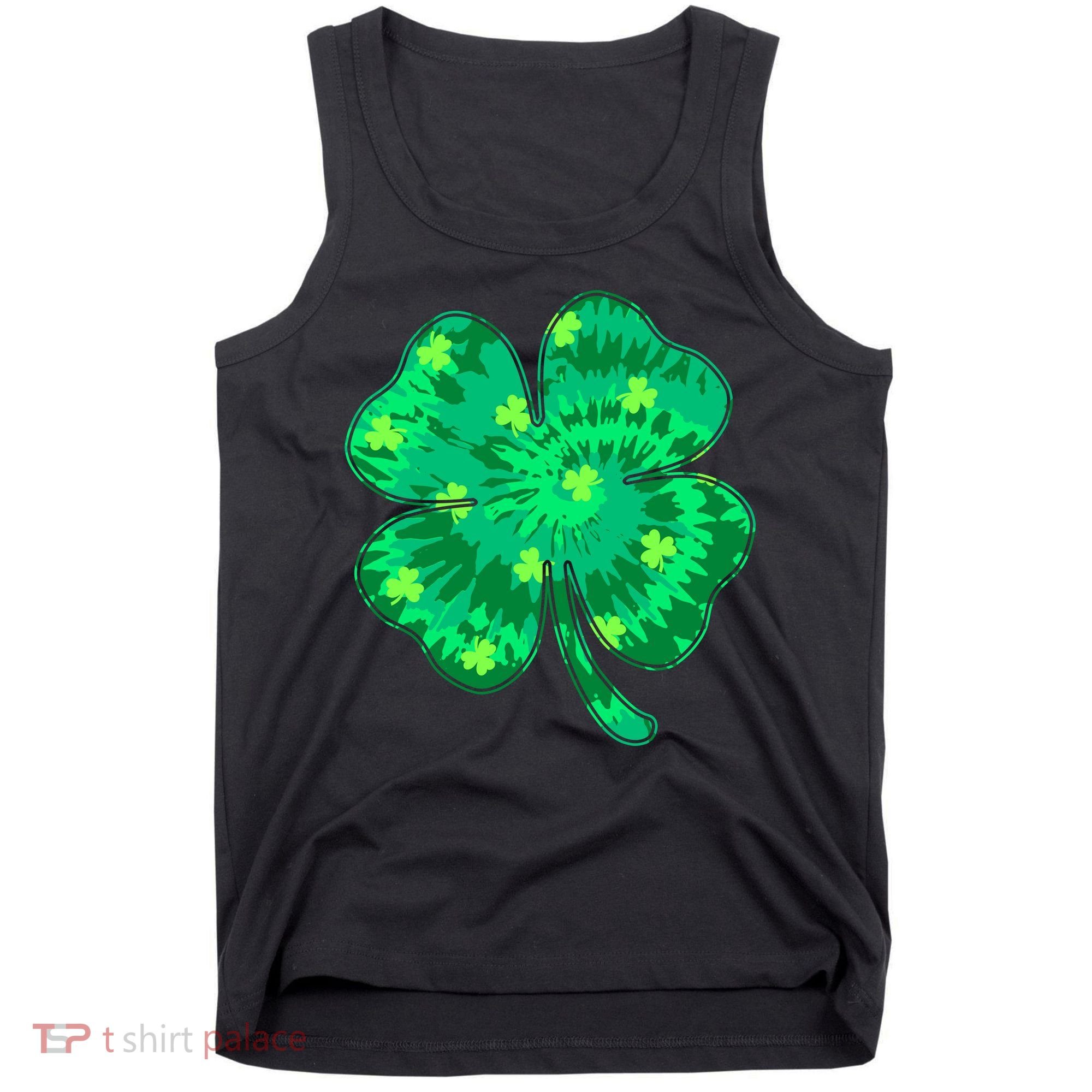 Cute St Patricks Day Tie Dye Shamrock Clover Tank Top