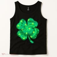 Cute St Patricks Day Tie Dye Shamrock Clover Tank Top thumb 2