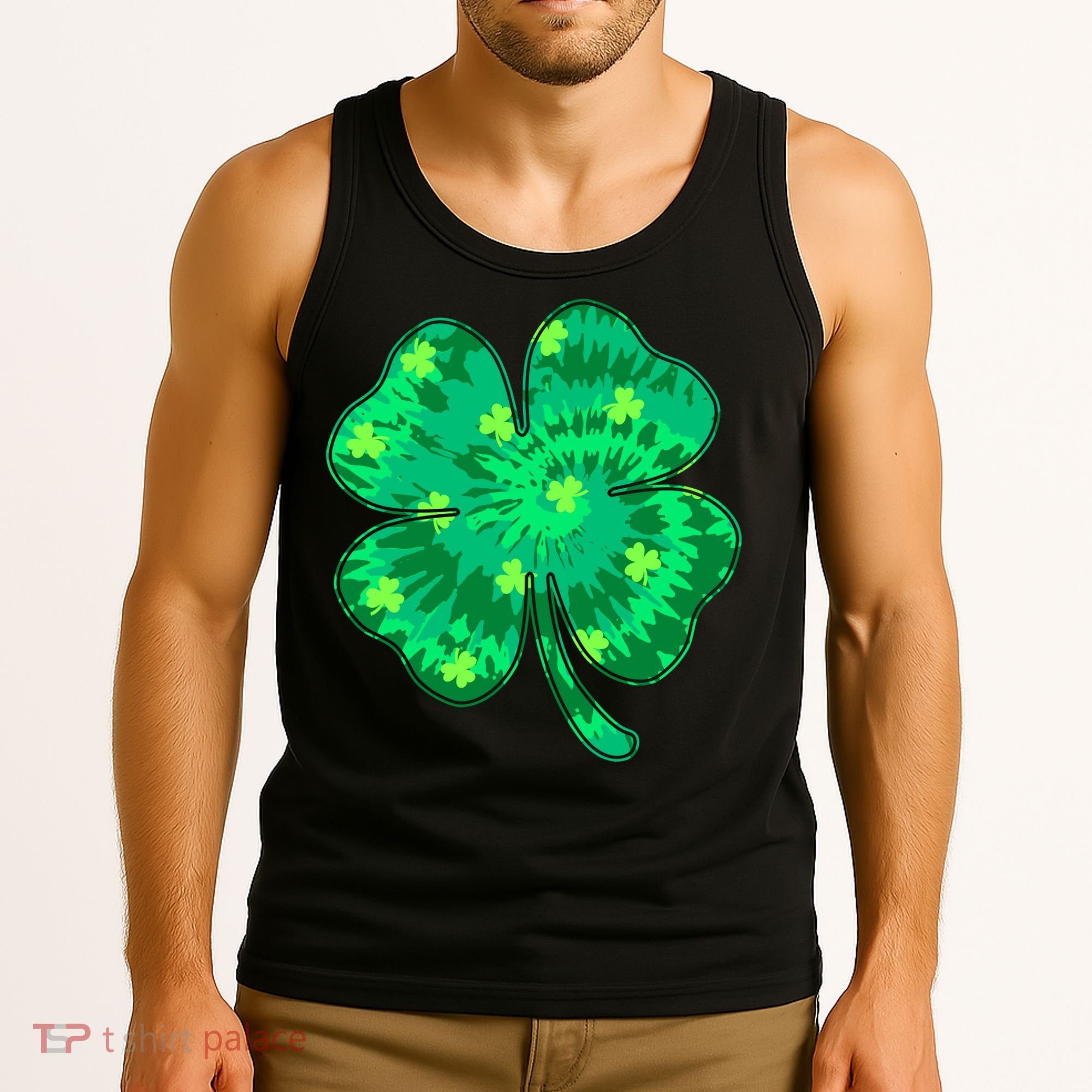 Cute St Patricks Day Tie Dye Shamrock Clover Tank Top
