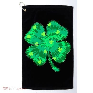 Cute St Patricks Day Tie Dye Shamrock Clover Golf Towel