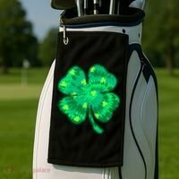 Cute St Patricks Day Tie Dye Shamrock Clover Golf Towel thumb 2
