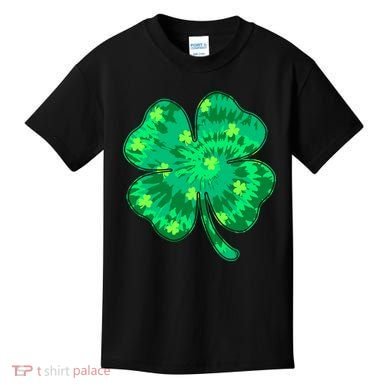 Cute St Patricks Day Tie Dye Shamrock Clover Kids T-Shirt