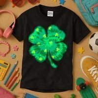 Cute St Patricks Day Tie Dye Shamrock Clover Kids T-Shirt thumb 3
