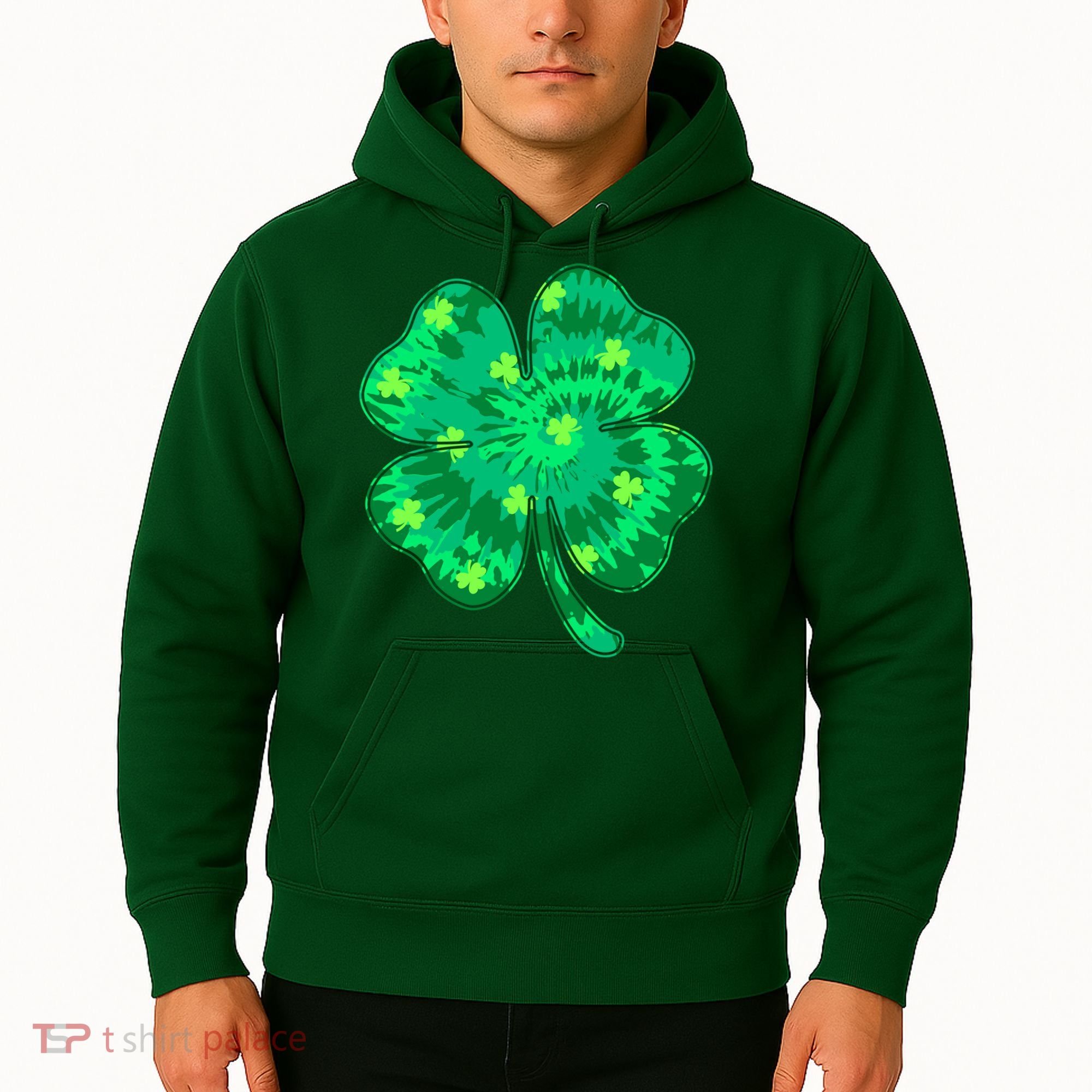 Cute St Patricks Day Tie Dye Shamrock Clover Hoodie
