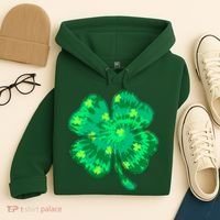 Cute St Patricks Day Tie Dye Shamrock Clover Hoodie thumb 4