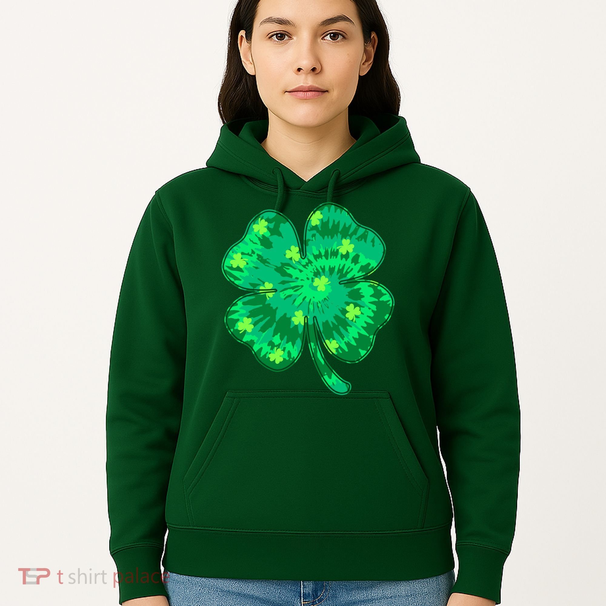 Cute St Patricks Day Tie Dye Shamrock Clover Hoodie