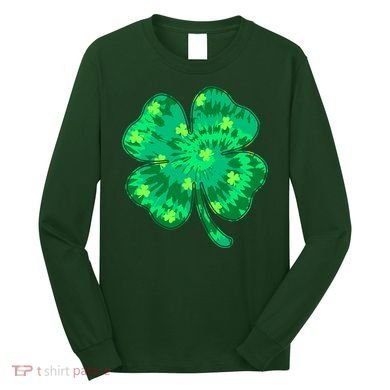 Cute St Patricks Day Tie Dye Shamrock Clover Long Sleeve Shirt