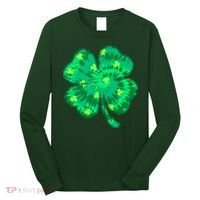 Cute St Patricks Day Tie Dye Shamrock Clover Long Sleeve Shirt thumb 0