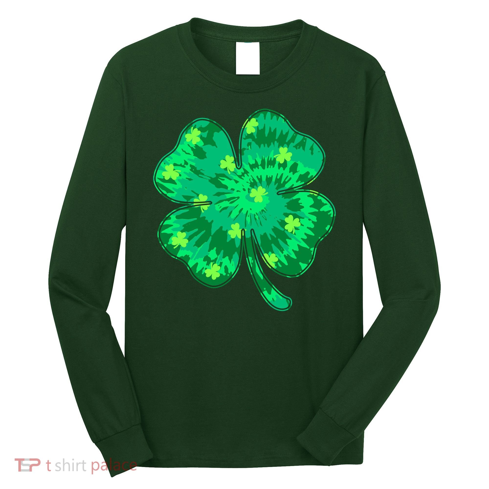 Cute St Patricks Day Tie Dye Shamrock Clover Long Sleeve Shirt