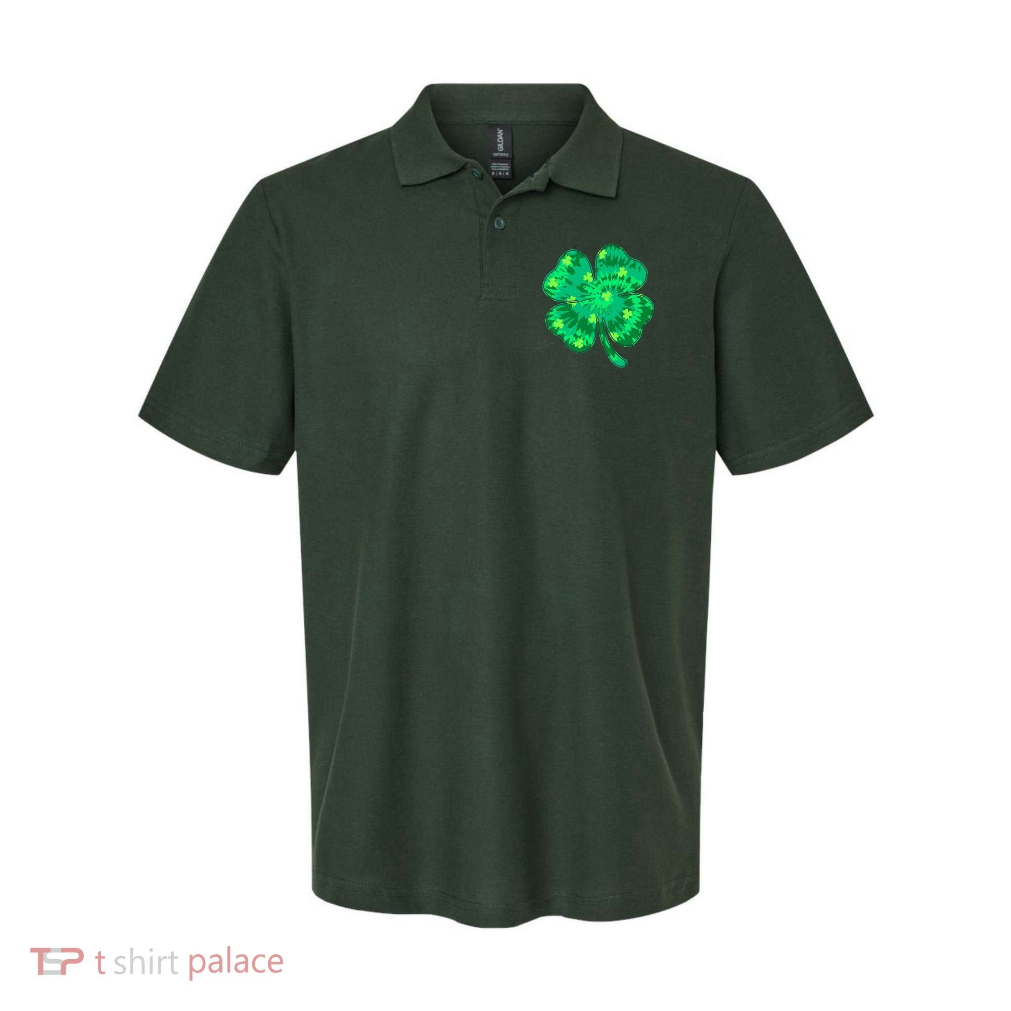Cute St Patricks Day Tie Dye Shamrock Clover Polo