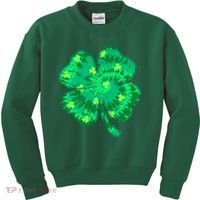 Cute St Patricks Day Tie Dye Shamrock Clover Kids Sweatshirt thumb 0