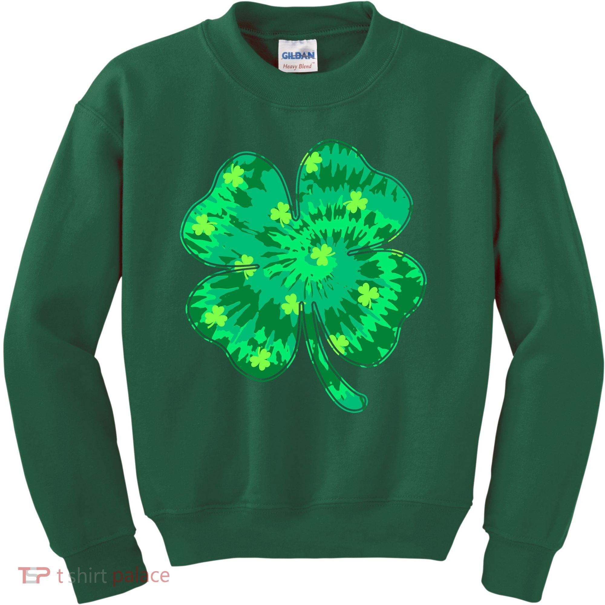 Cute St Patricks Day Tie Dye Shamrock Clover Kids Sweatshirt