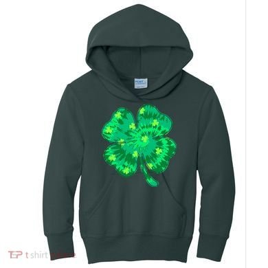 Cute St Patricks Day Tie Dye Shamrock Clover Kids Hoodie