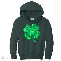 Cute St Patricks Day Tie Dye Shamrock Clover Kids Hoodie thumb 0