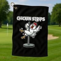 Chicken Strips Pun Funny Sarcastic Life Quotes Jokes Humor Golf Towel thumb 1