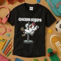 Chicken Strips Pun Funny Sarcastic Life Quotes Jokes Humor Kids T-Shirt thumb 3