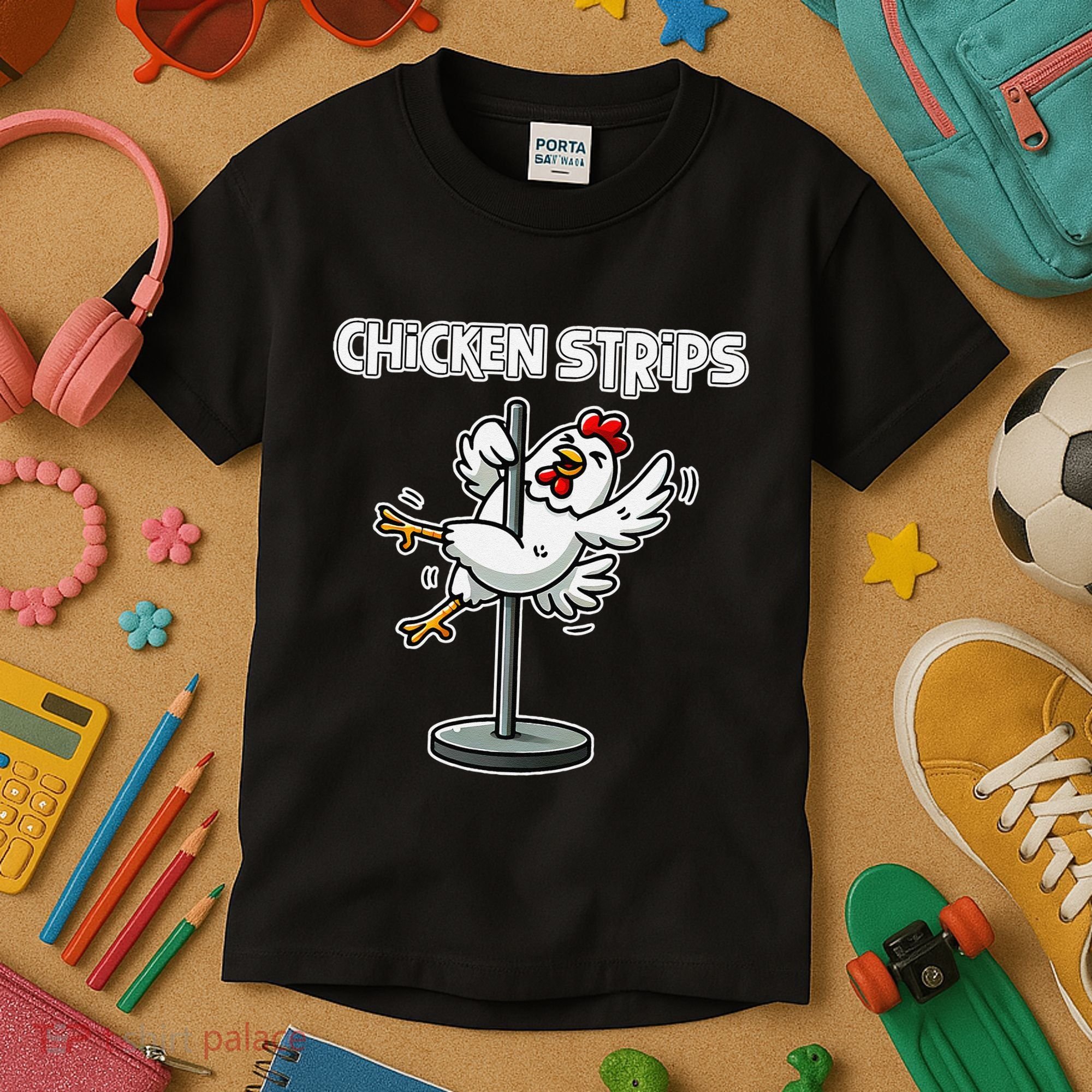 Chicken Strips Pun Funny Sarcastic Life Quotes Jokes Humor Kids T-Shirt