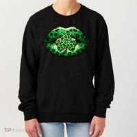 Cute St Patrick's Day Leopard Print Lip Print Shamrock Clover Women's Sweatshirt thumb 0