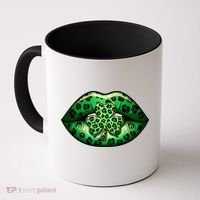 Cute St Patrick's Day Leopard Print Lip Print Shamrock Clover Coffee Mug thumb 0