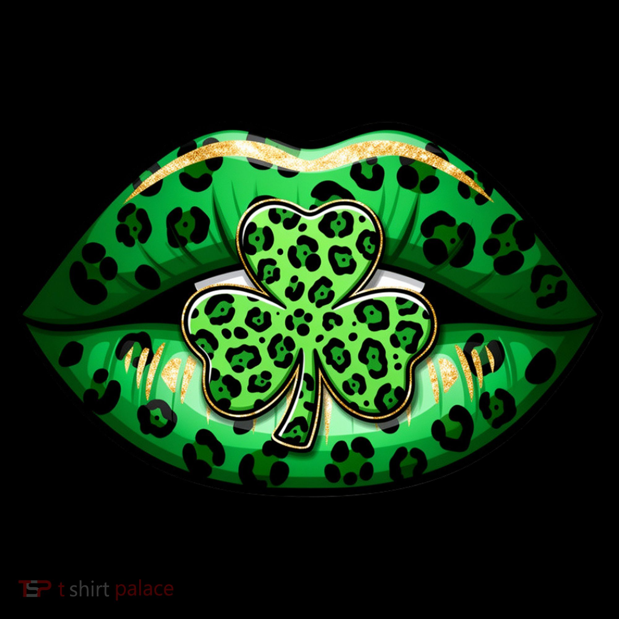 Cute St Patrick's Day Leopard Print Lip Print Shamrock Clover Coffee Mug