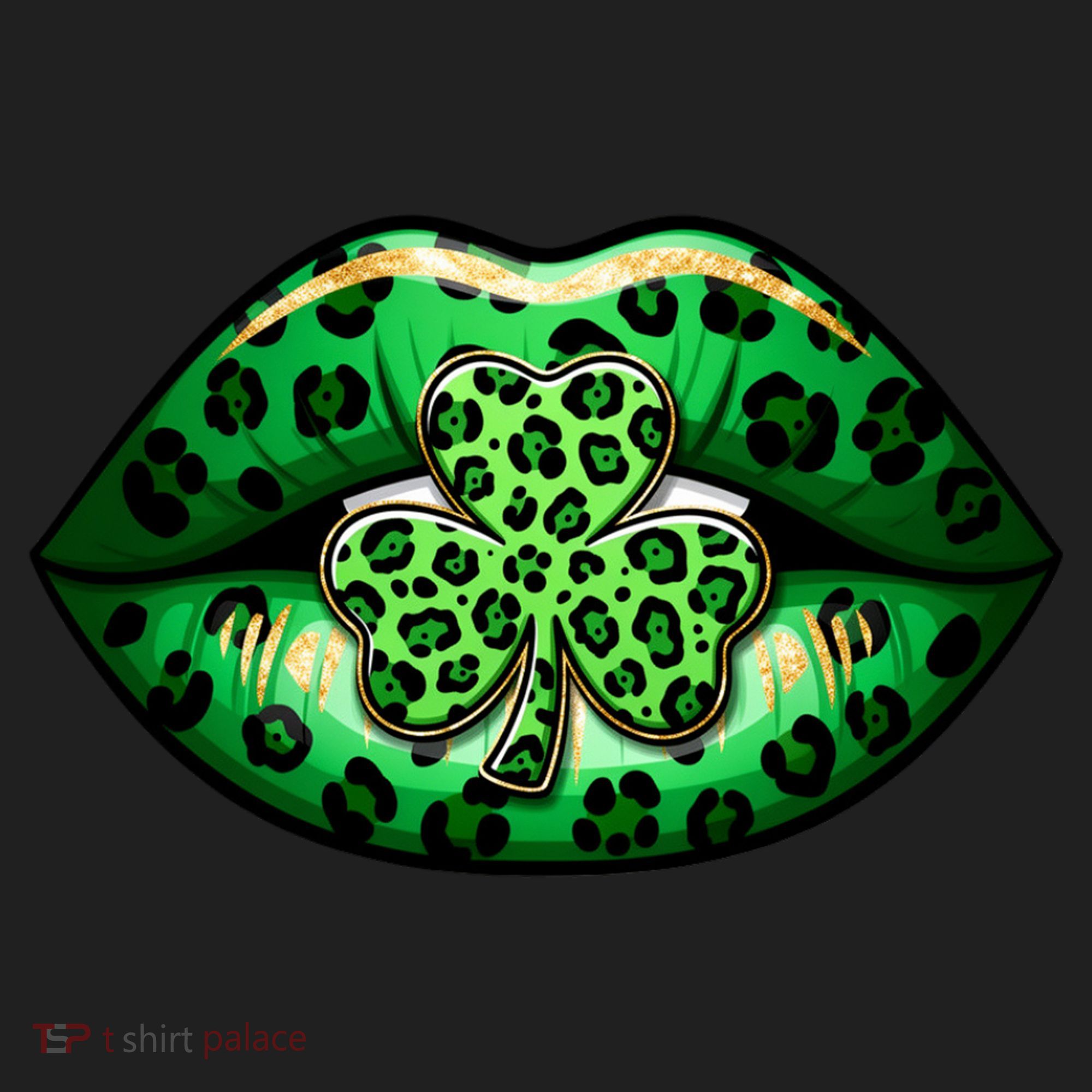 Cute St Patrick's Day Leopard Print Lip Print Shamrock Clover Beanie