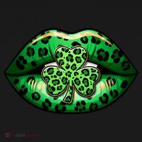 Cute St Patrick's Day Leopard Print Lip Print Shamrock Clover Ornament thumb 1