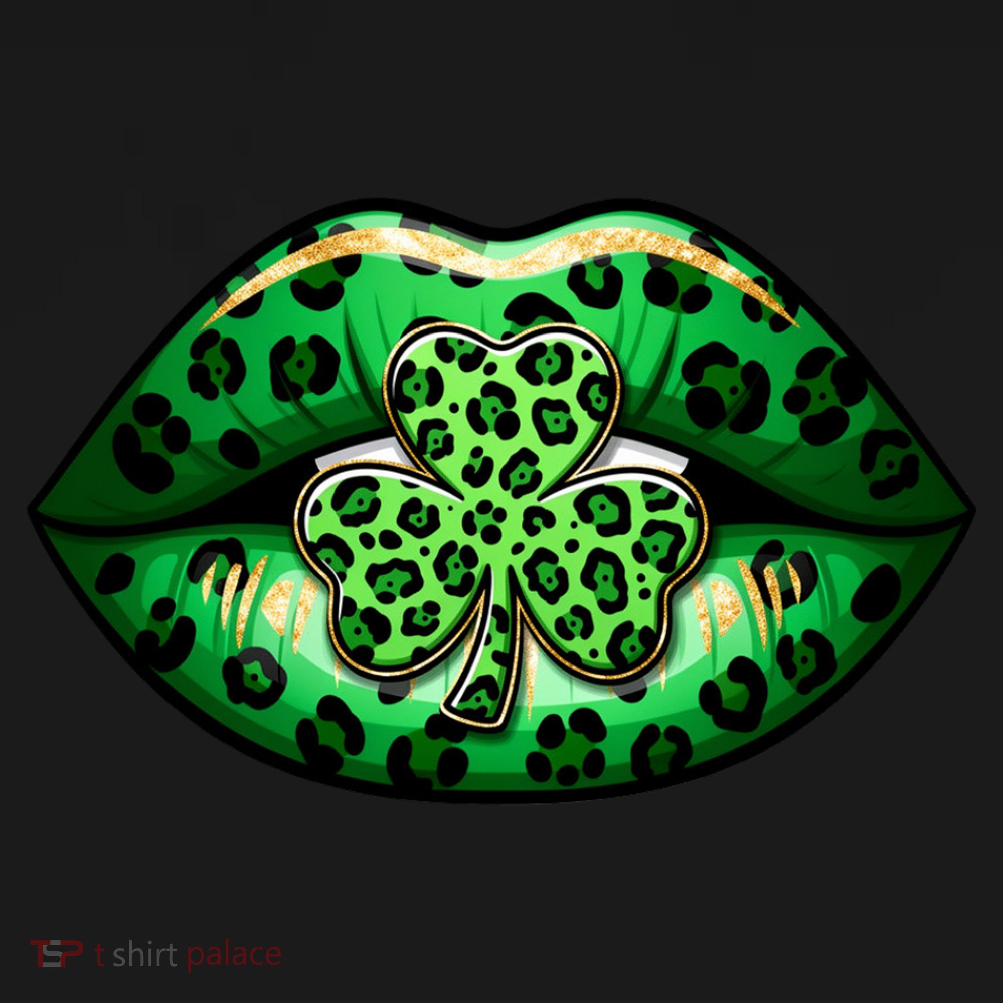 Cute St Patrick's Day Leopard Print Lip Print Shamrock Clover Baby Bodysuit