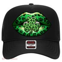 Cute St Patrick's Day Leopard Print Lip Print Shamrock Clover Hat thumb 0