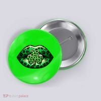 Cute St Patrick's Day Leopard Print Lip Print Shamrock Clover Button thumb 0