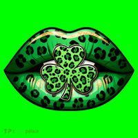Cute St Patrick's Day Leopard Print Lip Print Shamrock Clover Mousepad thumb 1