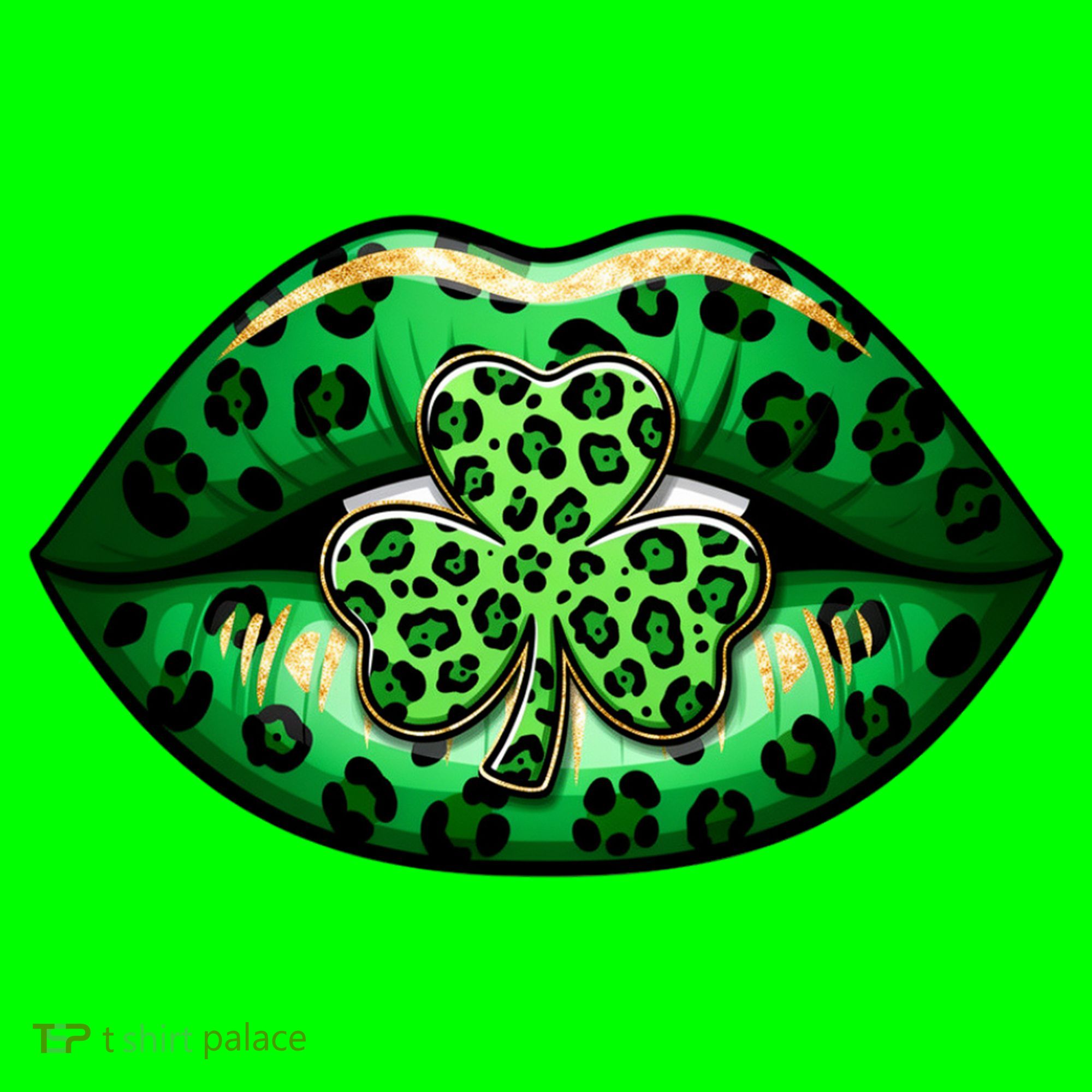 Cute St Patrick's Day Leopard Print Lip Print Shamrock Clover Mousepad