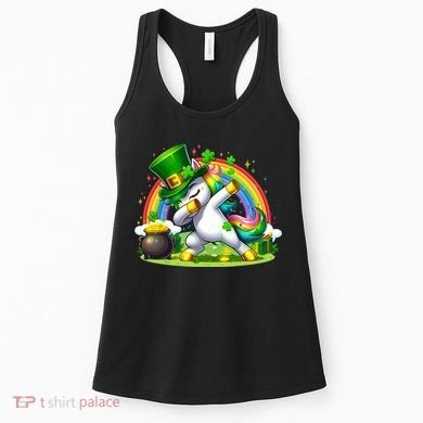 Cute St Patricks Day Dabbing Leprechaun Pony Women's Tank Top